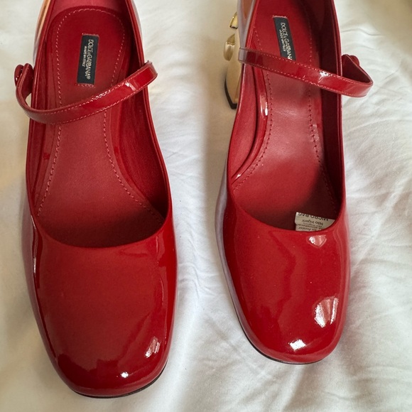 Dolce & Gabbana Red Patent Leather Mary Jane Shoes - Picture 1 of 9